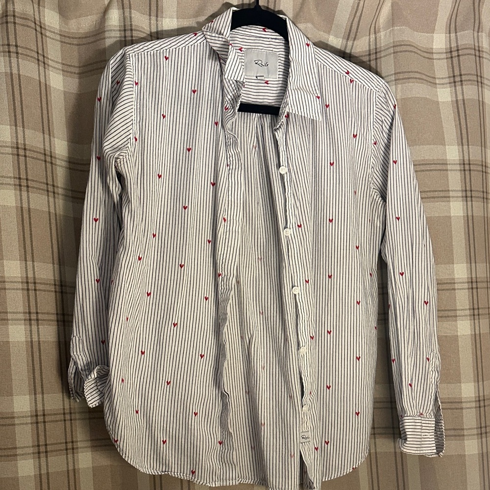 Blue and white striped button down